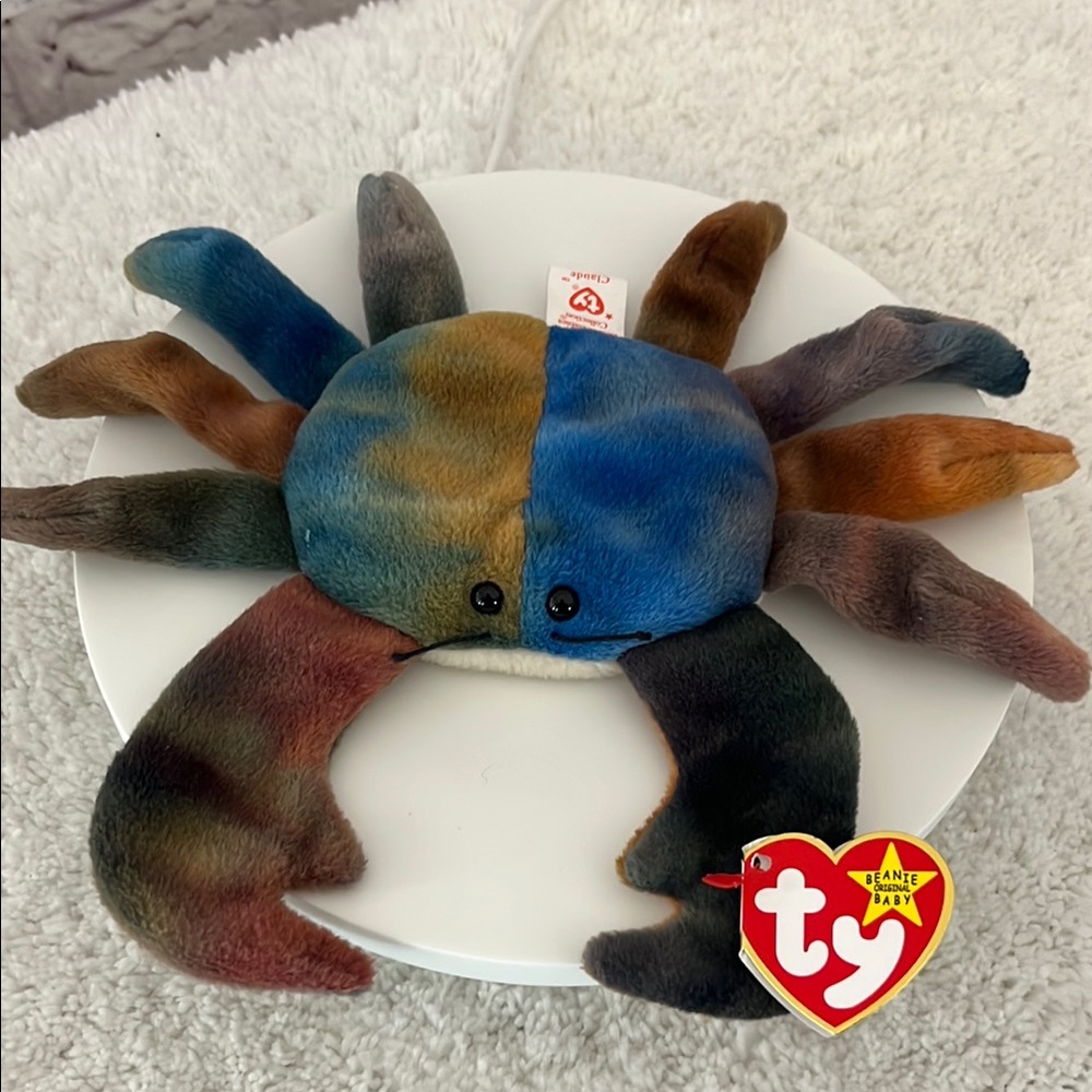 Vintage Ty Beanie Baby Claude the Crab Plush Toy